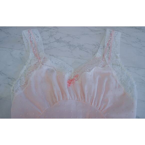 VTG Miss Siren Polka Dot Embroidery Slip Babydoll Dress 36 Fairy Coquette Nighty - Picture 7 of 16